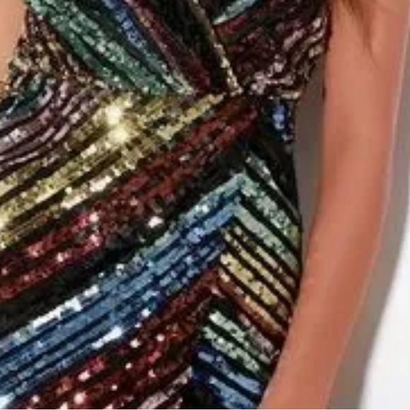 J.O.A Just One Answer dress. Black with Multi-color sequins - Picture 3 of 4